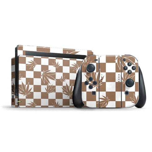 Marijuana Brown Checkered Nintendo Skins